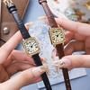 Light Luxury Temperament Niche Leather Women'S Watch Retro Square Diamond-Encrusted Student Watch High Value Small Sugar Cube Watch