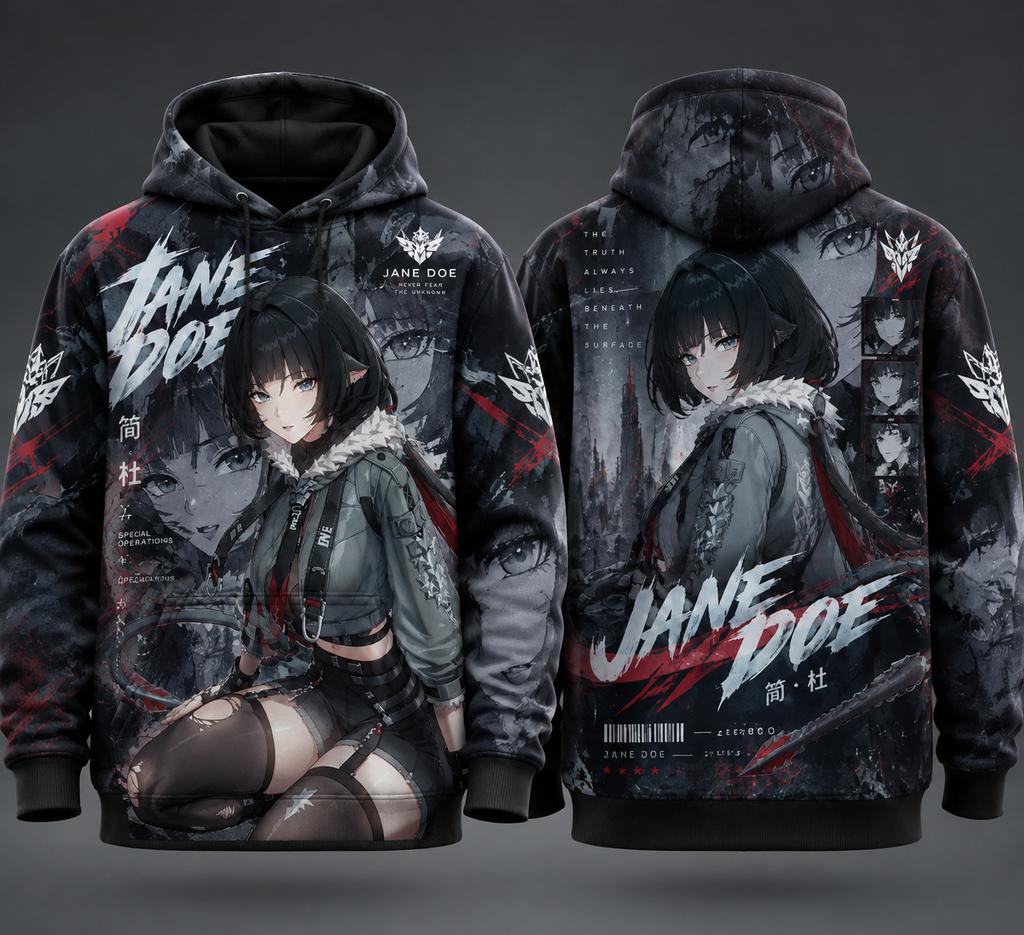 Bluza z kapturem Jane Doe 3D Full‑Print, Merch z gry Zenless Zone Zero, Unisex Street Fashion Casual Bluza z kapturem dla fanów anime