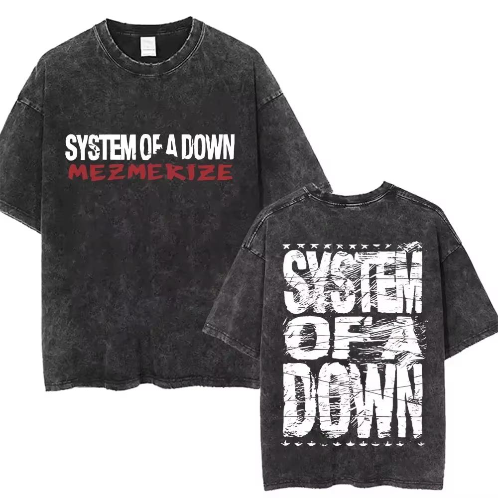 Vintage Washed System of A Down Toxicity Album Graphic T-shirt Unisex Rock Oversized Streetwear Short Sleeve Soft Cotton Breathable Tee Tops