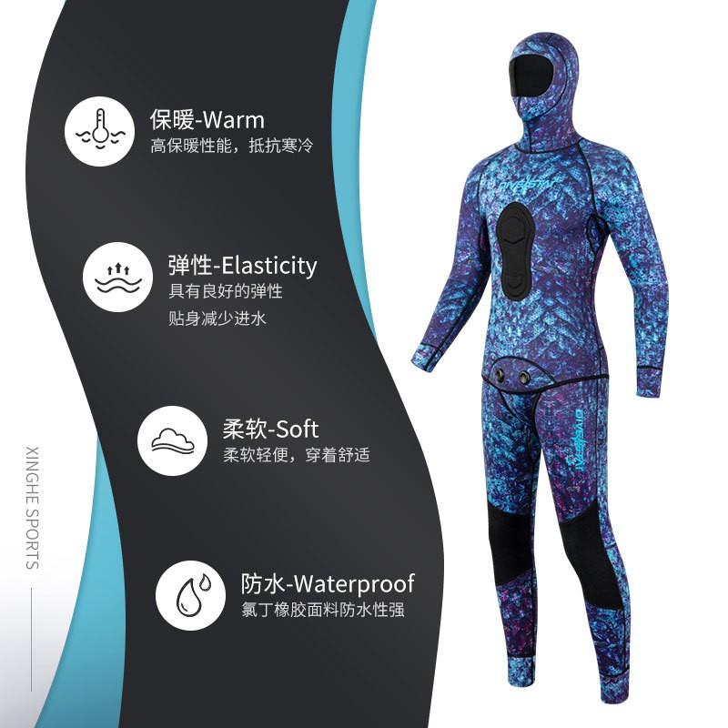 Diving Wetsuit 3mm Neoprene Separate Two-Piece Snorkeling Spearfishing Warmth Water Sports Unisex