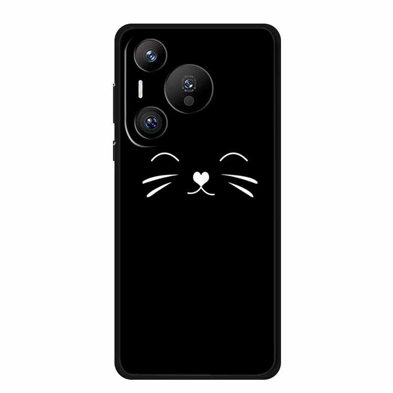Compatible with Huawei Pura 70 Pro: Black TPU Soft Shell Phone Case with Simple Lines