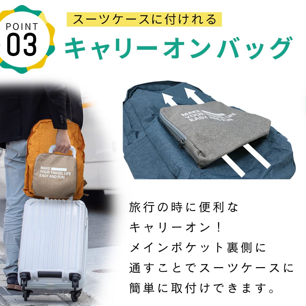 [Mitasu] Praktisch zu tragen Faltbarer, leichter Rucksack, 20L, blau, großes Fassungsvermögen, faltbar, umweltfreundlich, Reisetasche, Zweittasche, Handgepäck
