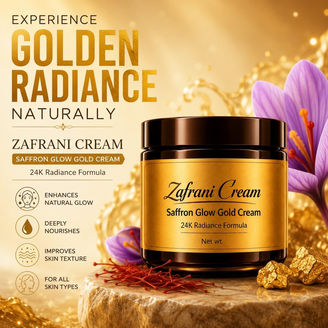 Zafrani Saffron Glow Krēms ar 24K