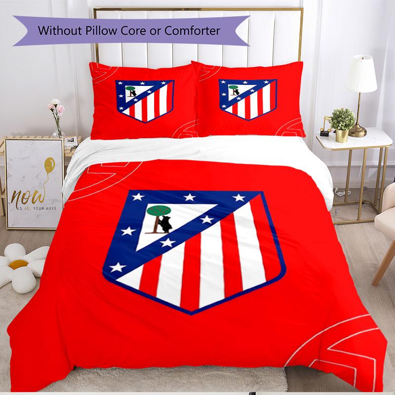3pcs Duvet Cover Set (1*Duvet Cover + 2*Pillowcase, Without Core), football club Print Soft All‑Season Bedding Set, Home Bedroom Decor Gift