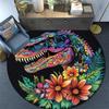 Colorful Dinosaur Round Area Rug,Carpet Rug for Living Room Bedroom Sofa Playroom Decor,Non-slip Floor Mat