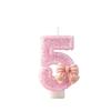 Cute Princess Pink Bow Birthday Candle Cake Decoration