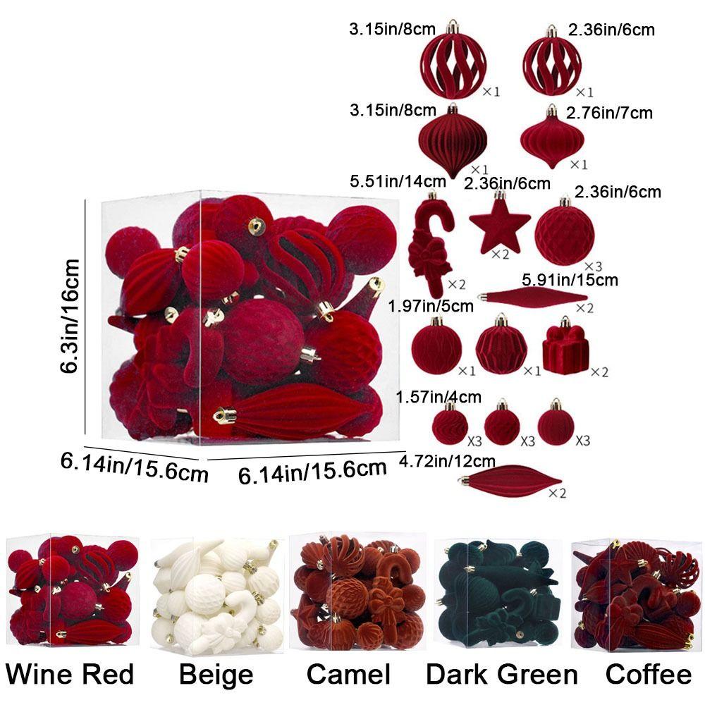 28Pcs Special-shaped Flocked Christmas Balls Colorful Reusable Christmas Hanging Balls Shatterproof Decorative