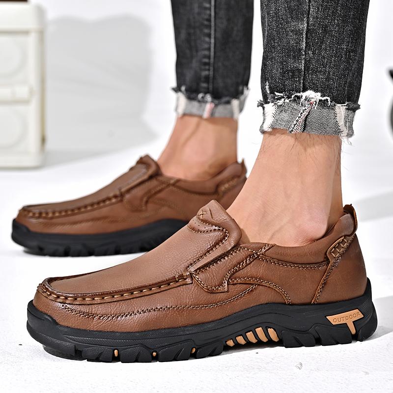 Men Thick Bottom Casual Shoes Genuine Leather Mens All-match Loafers Classic Men Shoes for Wedding 2024 New Mens Slip On Flats