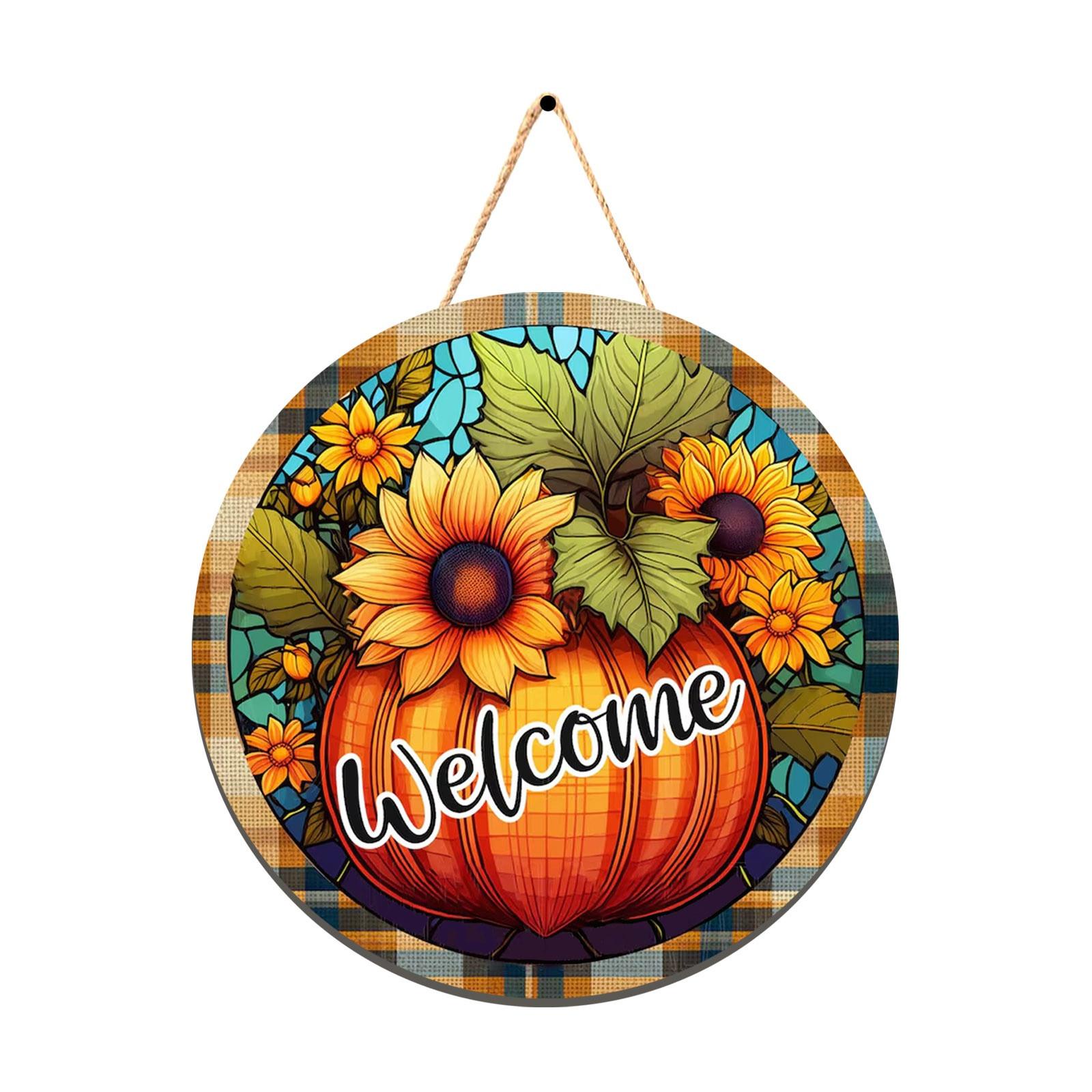 

Осенняя декоративная табличка на дверь, деревянная подвесная табличка на дверь, подходит для украшения стены входной двери дома