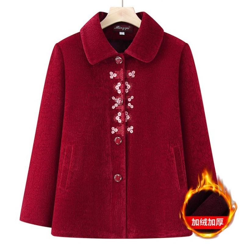 

Осенне-зимнее новое бархатное толстое пальто, жене 0 лет, зимний теплый верх, праздничная одежда 1XL [recommended 80-50kg]