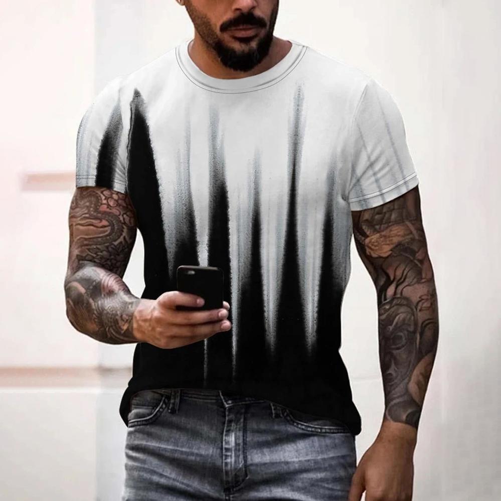 Pánské tričko Grafika 3d O Neck Černá Bílá Pruhy Oversized oblečení Ležérní Denní Top Streetwear Oblečení s krátkým rukávem Oblečení
