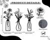 3 Pieces of Metal Floral Wall Art - Rural Farmhouse Decoration Black Minimalist Floral Wall Decoration
