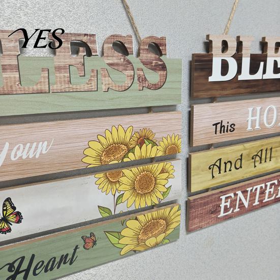 Rustic Wooden Sign Vertical Slogan Sign, Country Retro Style, Easy Install No Tools Required Wall Art Decor, for Home Kitchen Cafe Garden Decoration