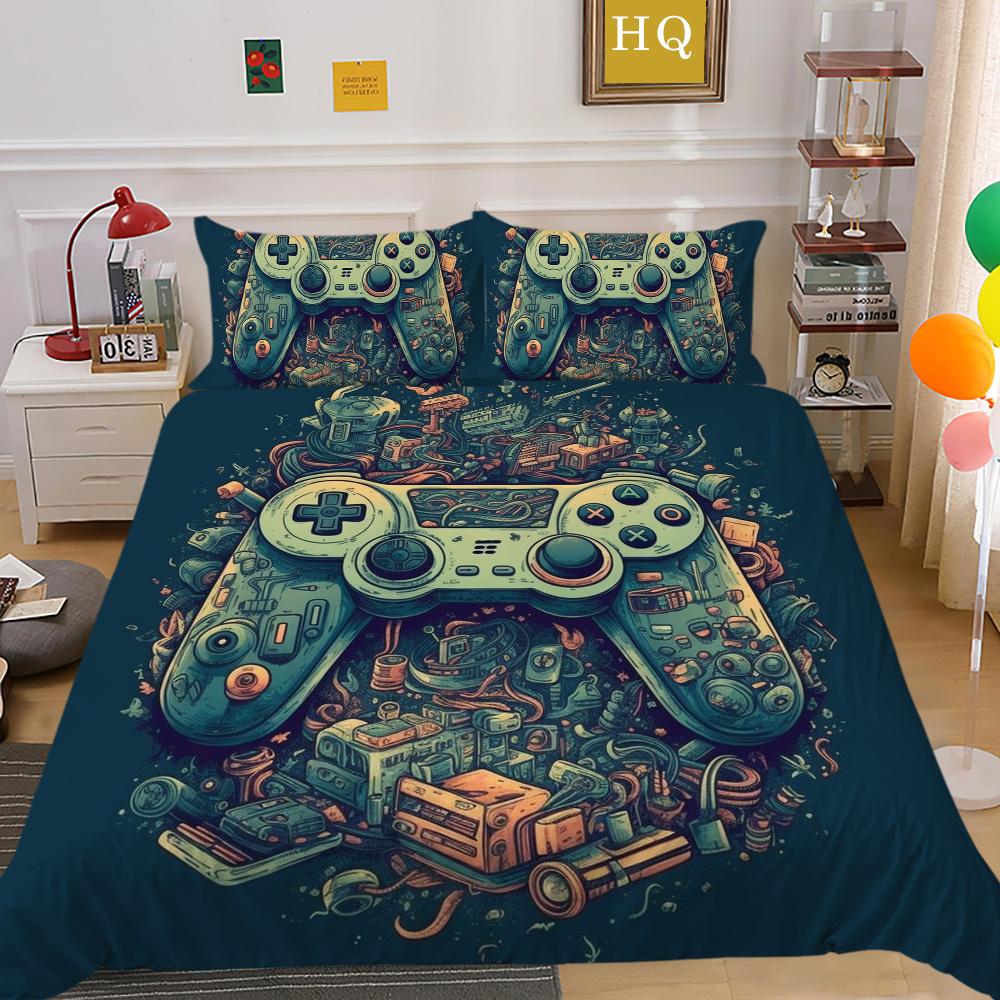 Set da letto 3D con stampa di console di gioco per la casa, moda ragazzo, copriletto taglia singola, set copripiumino, poliestere, tessili per la casa