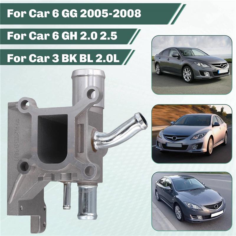 2X LF01-15-17Z Cooling System Water Outlet With Gasket Compatible For Mazda 3 2.0 2005-2010 5 ,6 2005-2010 2.0 2.3