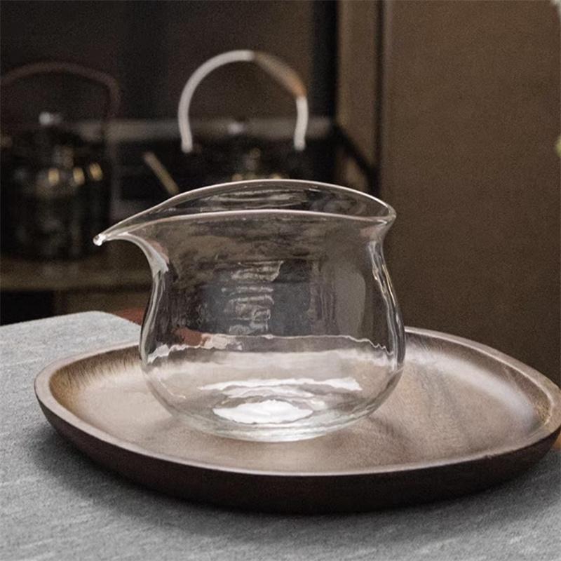 Japanese style 330ml Hammer Patterned High Borosilicate Glass Fair Cup Tea Pitcher Kungfu Tea Ceremony Tea Cup Tea Set