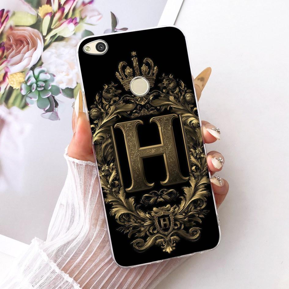For Huawei P8 P9 Lite 2017 Case PRA-TL10 Luxury Initial Letter Soft Silicone Cover For Honor 8 Lite PRA-LX1 Nova Lite 2017 Shell