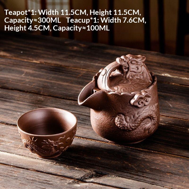 

Raw Red Clay Purple Sand Teapot,Dragon Phoenix Handmade Teaware,Handheld Teaset,Household Quick Cup,Gongfu Tea Cup,Dragon Teapot