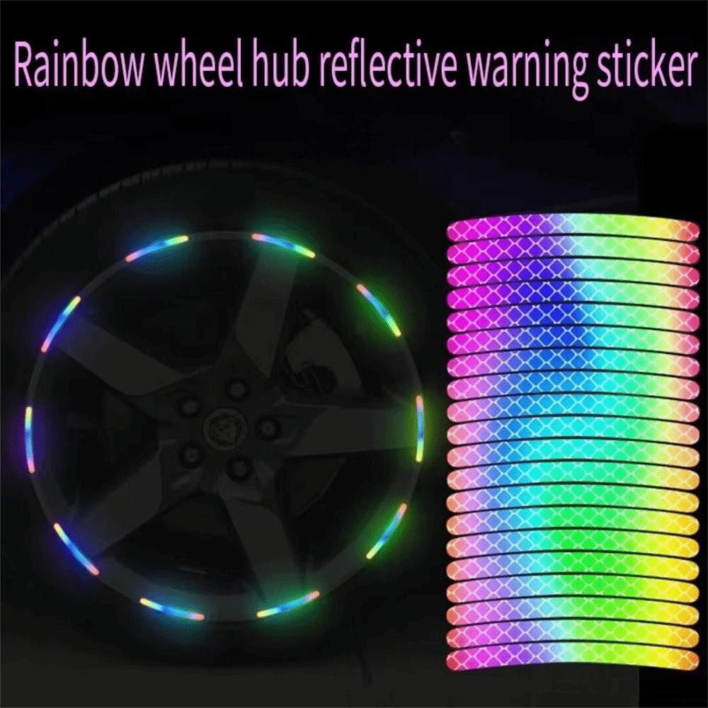 20Pcs Seven-Color Laser Wheel Hub Reflective Sticker Anti-Collision Luminous Sticker  Car