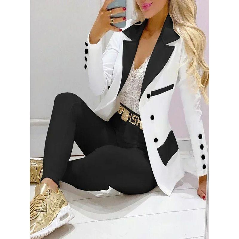 

Collar Slim Fit Long Sleeve Suit for Women Lapel Silm Long Sleeve Suit Brown XXL