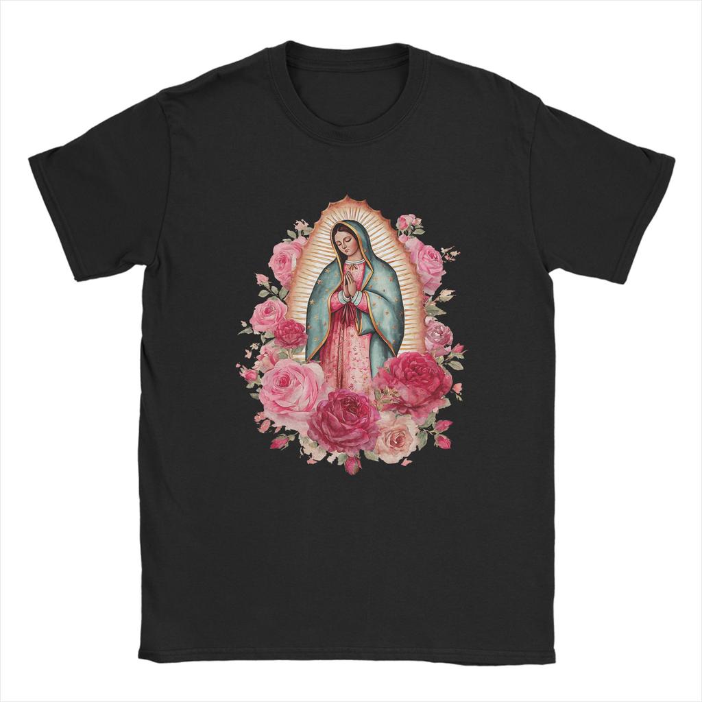 Vintage T Shirt Summer Tattoo Style Virgin Mary Hippie T Shirts  100 Cotton Tshirt for Men Y2K Retro Print Short Sleeve Clothes