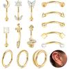 Cross-Border Hot Multi-Color Piercing Eyebrow Nail Earring Combination Love Moon Star Stainless Steel Trendy Piercing Jewelry