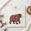 Bear Graphic Shirt Animals Nature Gift Women Boho Tee Grizzly T-Shirt Wildlife Fan Bohemian Tshirt Environmental Graphic Folk Art Floral