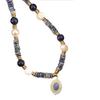 Süßwasserperlmutt Lapis Lazuli Anhänger Halskette, Titanstahl Design, Halskette, Armband