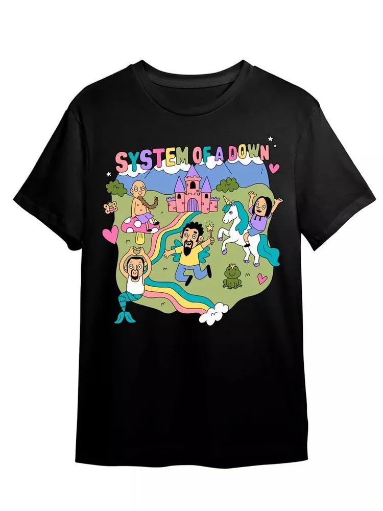 Unisex Short Sleeve Crew Neck Cotton T Shirt SYSTEM OF A DOWN L