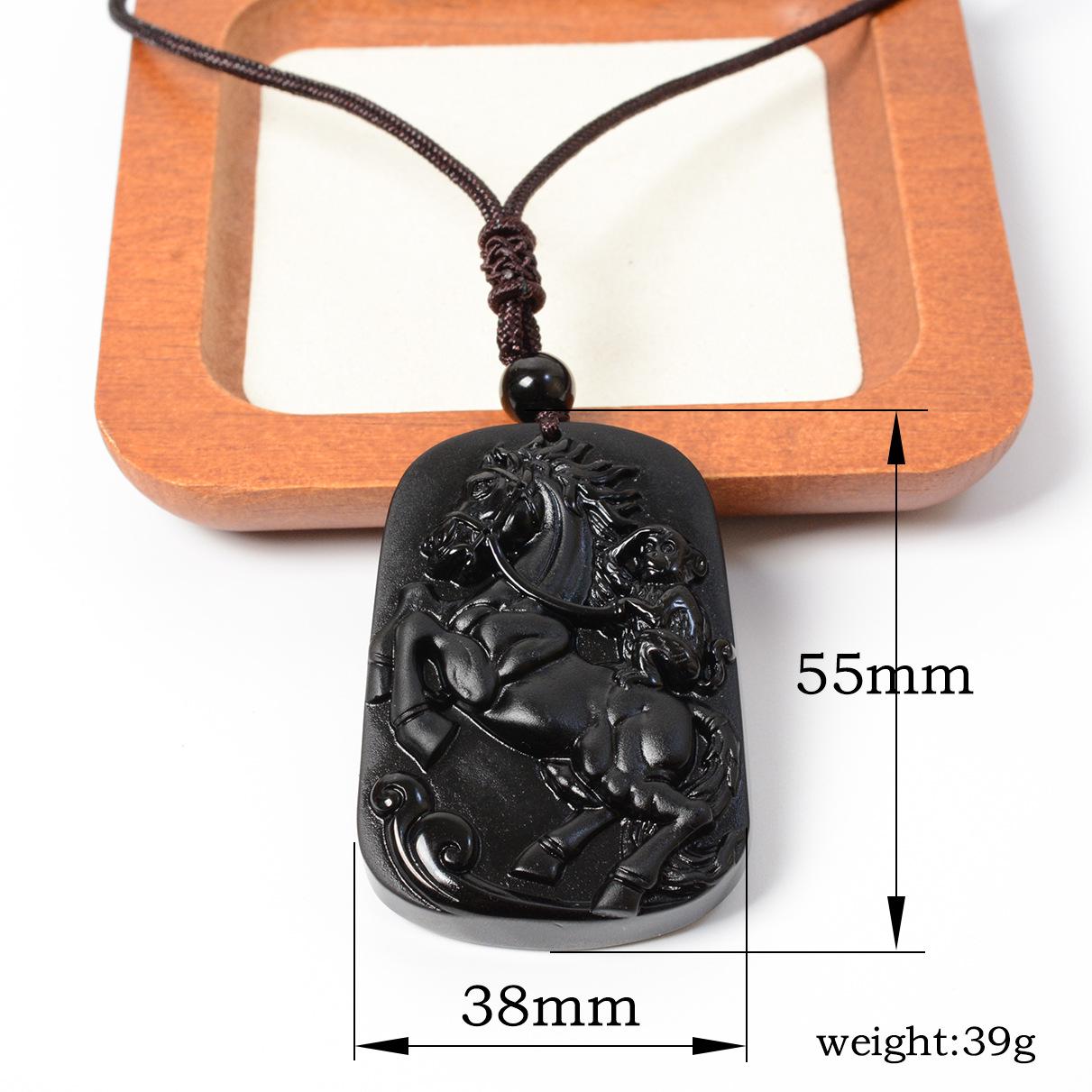 

Підвіска Зодіак з Чорного Обсидіану: Талісман багатства Дракон-Кінь