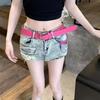 Damen Sommer Denim Minirock mit niedrigem Bund - Hüftbetontes Hot Girl Design