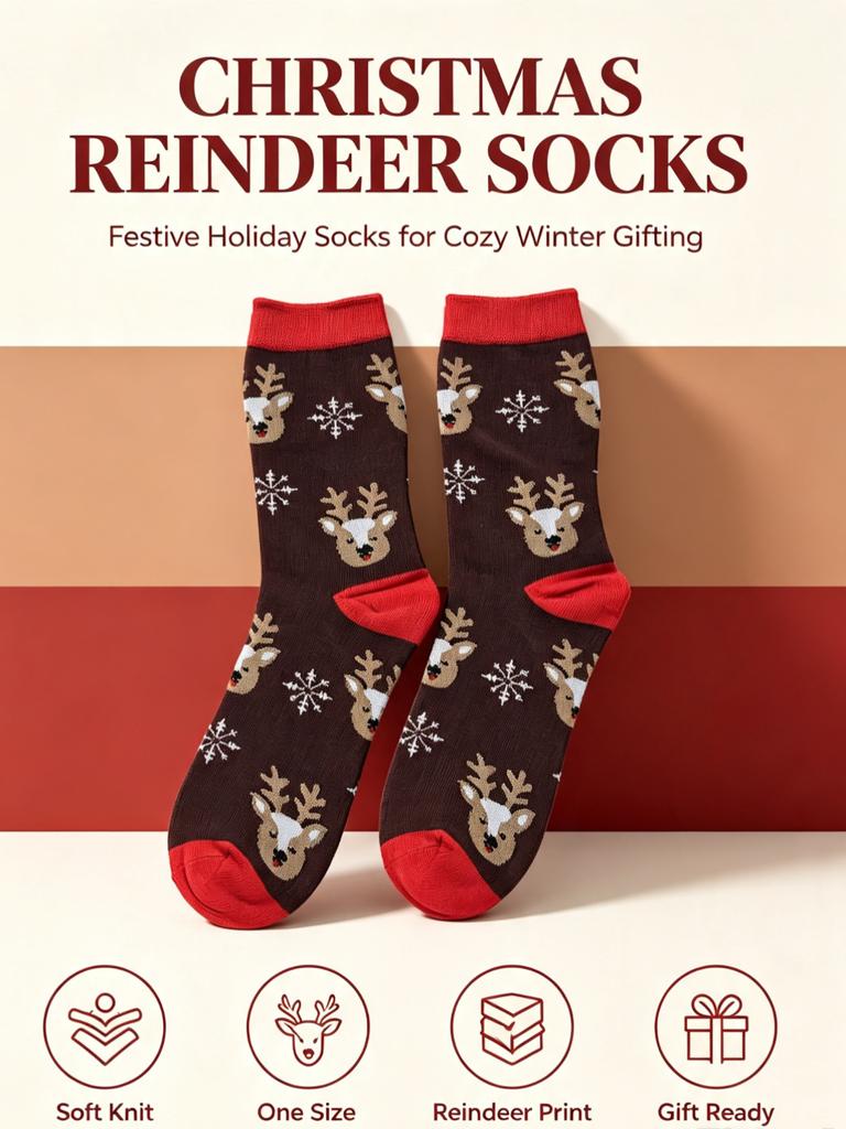 New Christmas Socks with Middle Tube Printing for Holiday Gifts