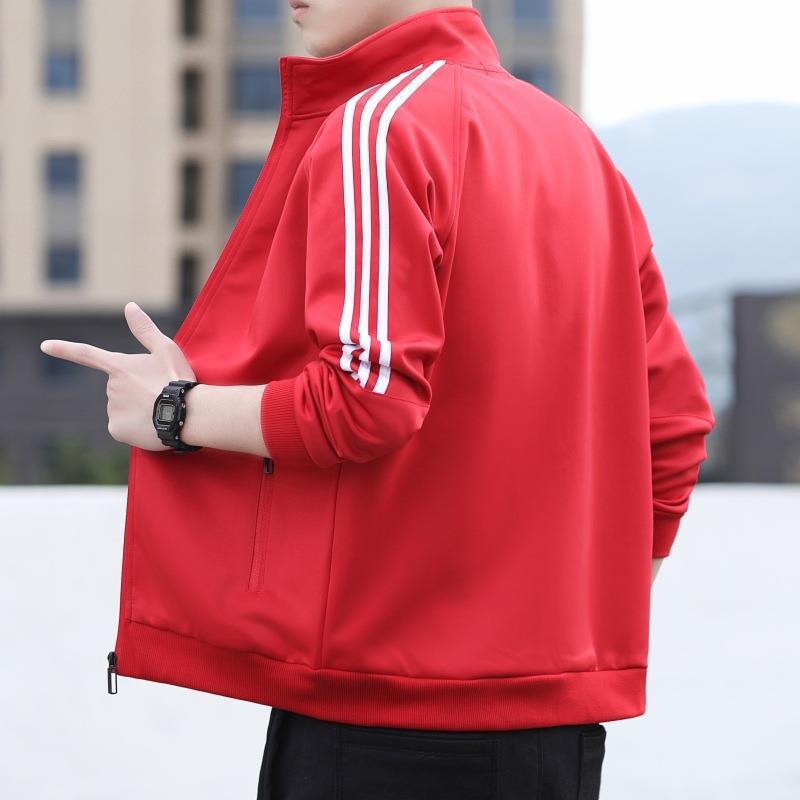 

Бейсбольная куртка унисекс с воротником-стойкой 2022 года: Кардиган с тремя перемычками для студентов и повседневной спортивной одежды 5XL красный