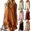 Summer Dress for Women Casual V Neck Sleeveless Mini Beach Sundress Casual Vacation Ruffle Tank Dress