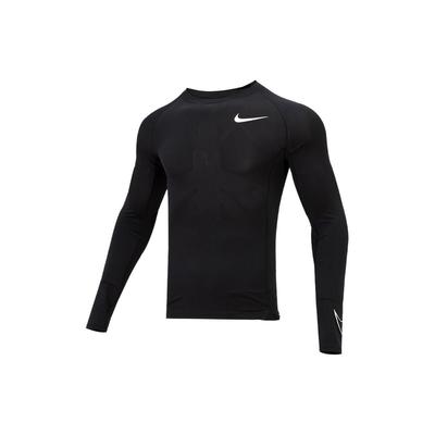 Pro Dri-Fit Einfarbig bedrucktes Sport-Freizeit-Rundhals-Langarm-Raglan-T-Shirt für Herren, atmungsaktiv, Slim Fit, Schwarz DD1991-010