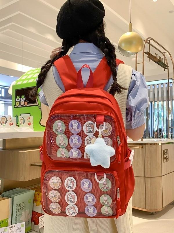 Nylon School Backpack With Design For Middle School Students And 14in Laptop