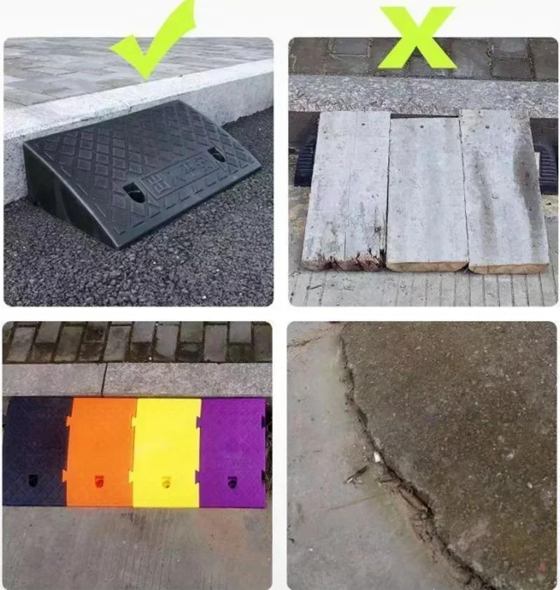 Car Access Ramp Triangle Pad Speed Reducer Durable Threshold for Automobile Motorcycle Heavy Wheelchair Duty Rubber Wheel 9CM