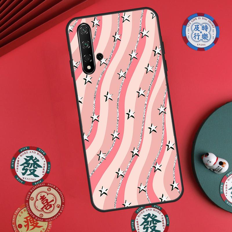 preppy stars lightning pink For Huawei Nova Y73 Y72 Y90 Y70 Y60 Y91 Y61 12s 12i 11i 8i 9 10 SE P40 Lite P60 P30 Pro Case
