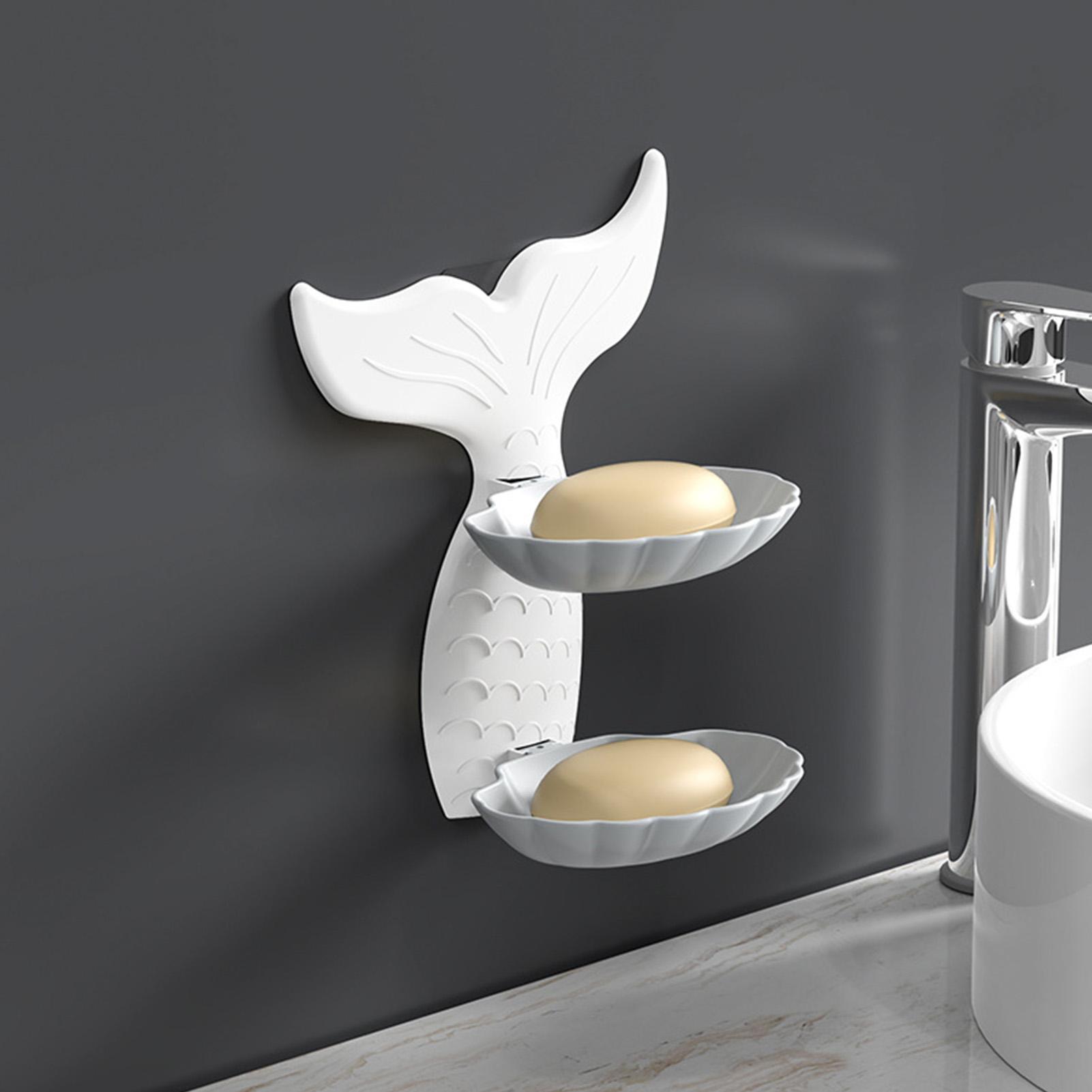 Двухъярусная мыльница, настенная, из ПП, в форме золотой рыбки, держатель с дренажем для ванной комнаты