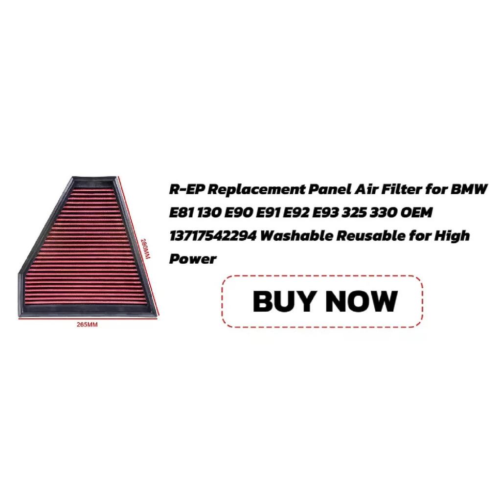 R-EP Replacement Air Filter Washable Reusable Fits for BMW E60 520 540 E61 545 550 E63 E64 645 650 High Flow OEM 13717521023