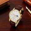 Men's Analog Quartz Watches Minimalist Three-Hand Watch Leather Strap Classic Business Watch for Fathers Husbands Gifts