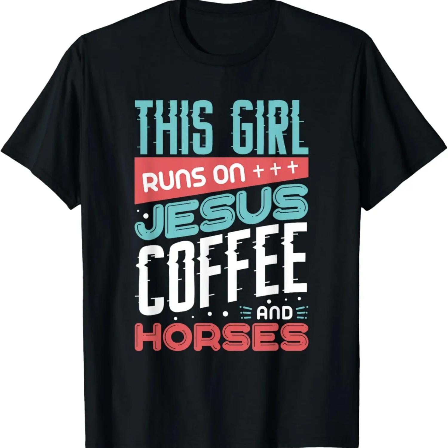 Santa Horse Ugly Sweater Animals Christmas Pajama T-Shirt S чёрный