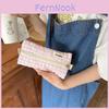 Canvas Large Capacity Quilted Grid Pencil Case For Girls With Storage Pouch