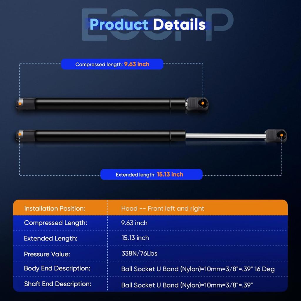 ECCPP Lift Support Front Hood Struts Gas Springs For Hyundai Sonata 2011-2014 Compatible With 6489 Strut Set Of 2