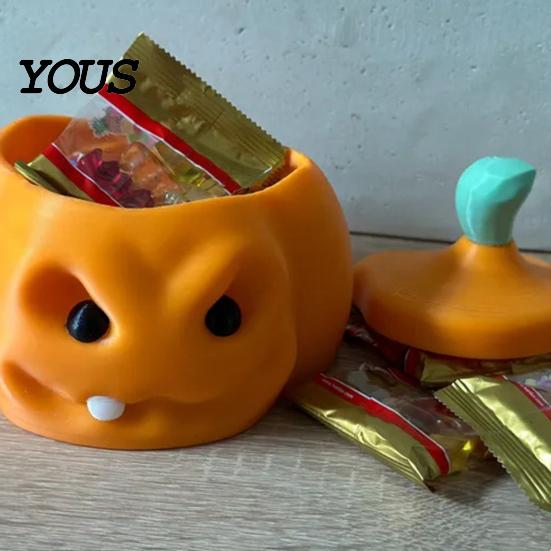 Reusable Plastic Pumpkin Bucket Halloween Candy Box, 3D Printed Container, Fillable Small Trinket Box for Jewelry Treat Trick or Treat, Party