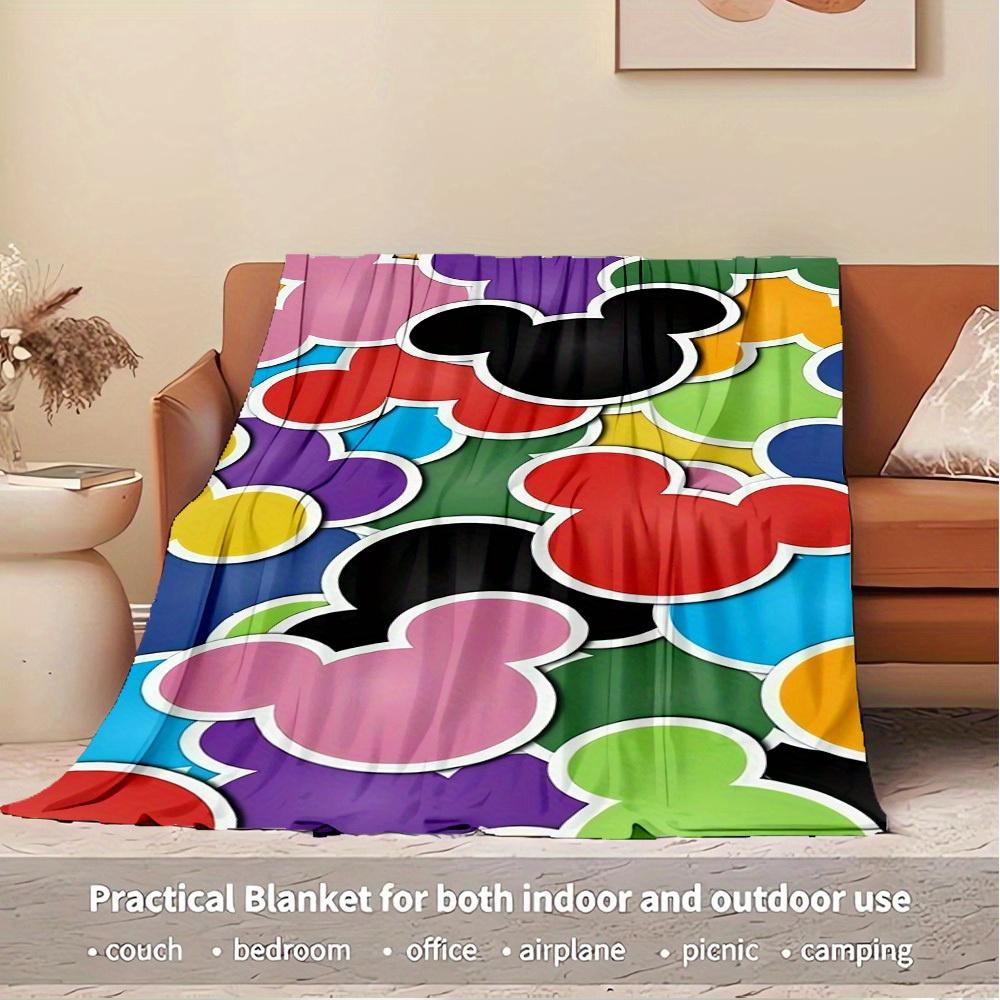 1pc Velvet Mickey Mouse Ears Multi-Color Throw Blanket for Bed Sofa Gift Home Decoration, Soft Warm Plush Coverlet, Room Decor