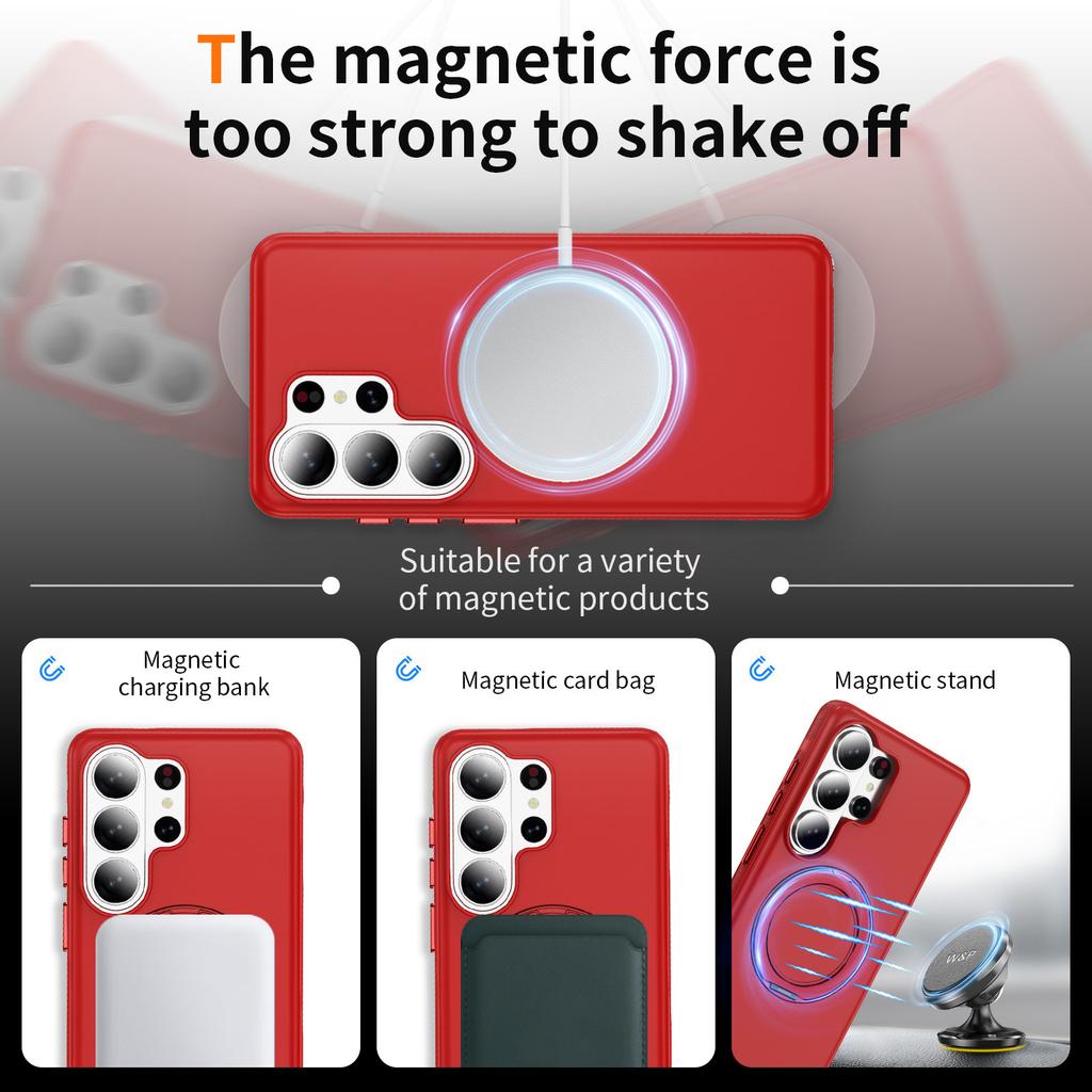 case for Samsung S26 plus ultra 360 degree rotating gear magnetic bracket phone case Skin feel anti fall Wireless Charging plain