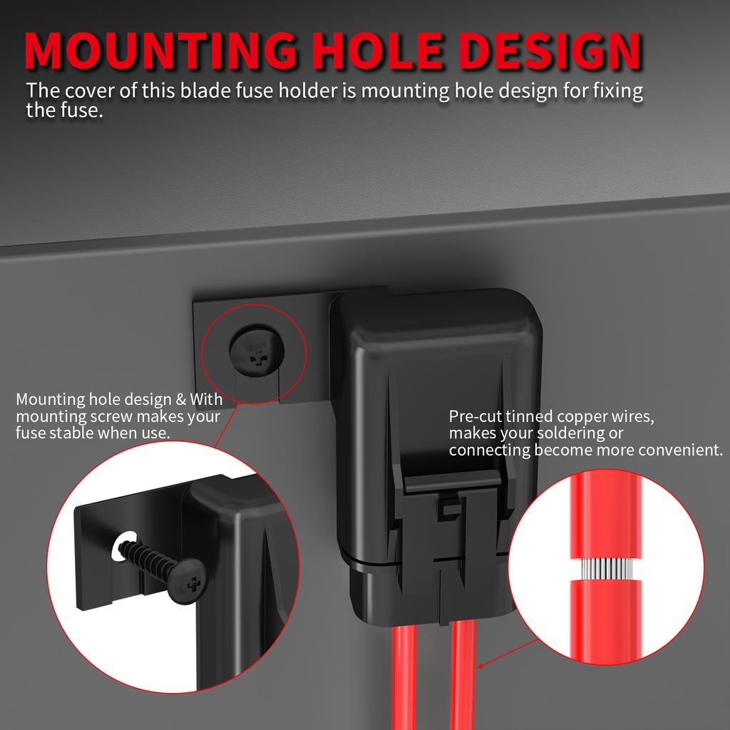 DaierTek 5PCS 12 AWG Inline Fuse Holder 12V ATC/ATO Blade Fuse Holder with 20 Amp 30 Amp 40 Amp Inline Fuse Holder for Vehicle