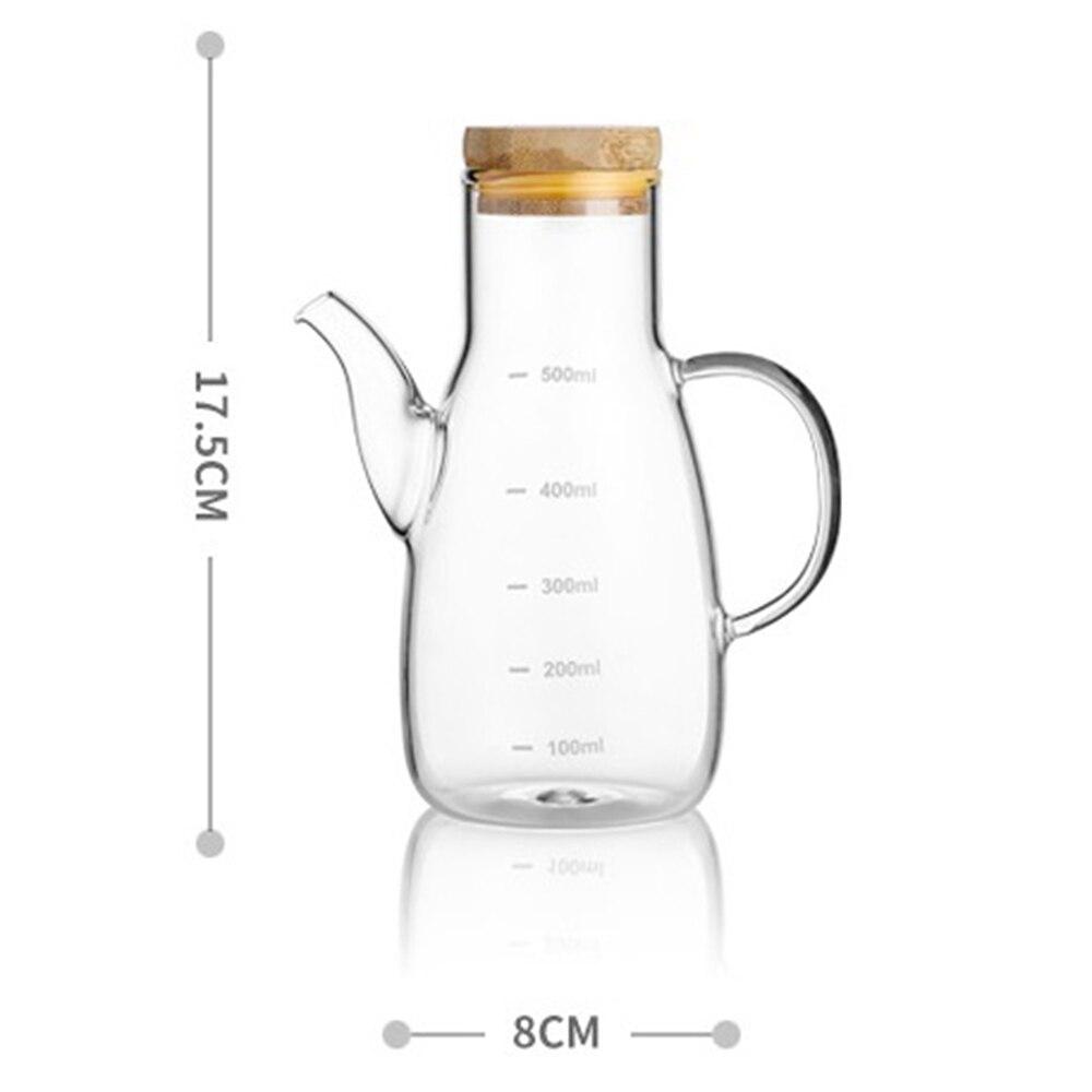 Bidon d'huile en verre avec poignée ?Distributeur de bouteilles d'assaisonnement pour la cuisine avec couvercle