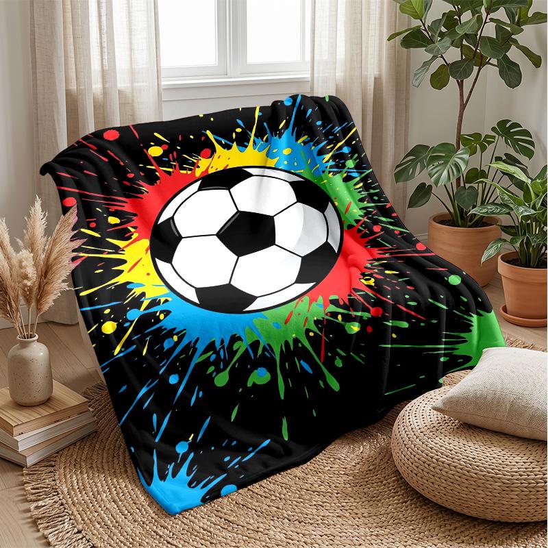 Soccer Ball In Stadium Theme Blanket Lightweight Warm Flannel Blanket Decorative Throw Blanket for Home Decoration
